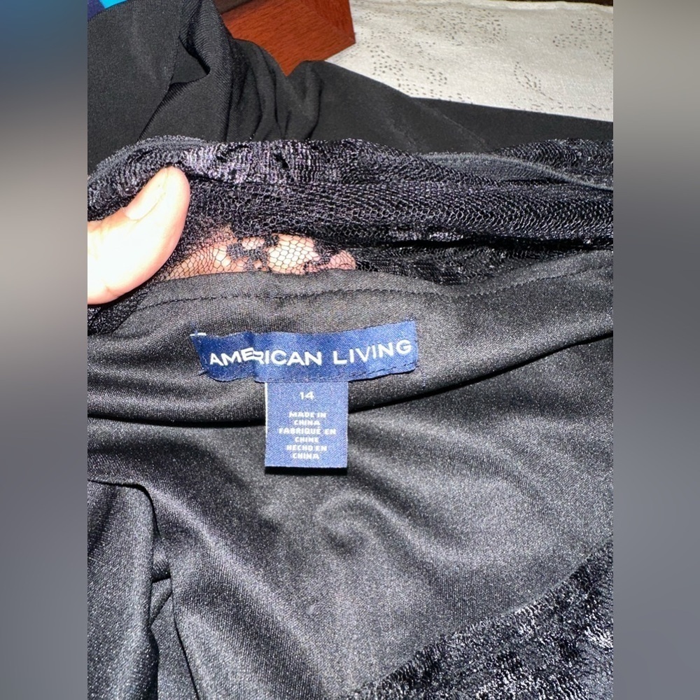 American Living Black Lace Shoulder Midi Dress Size M - Picture 9 of 10